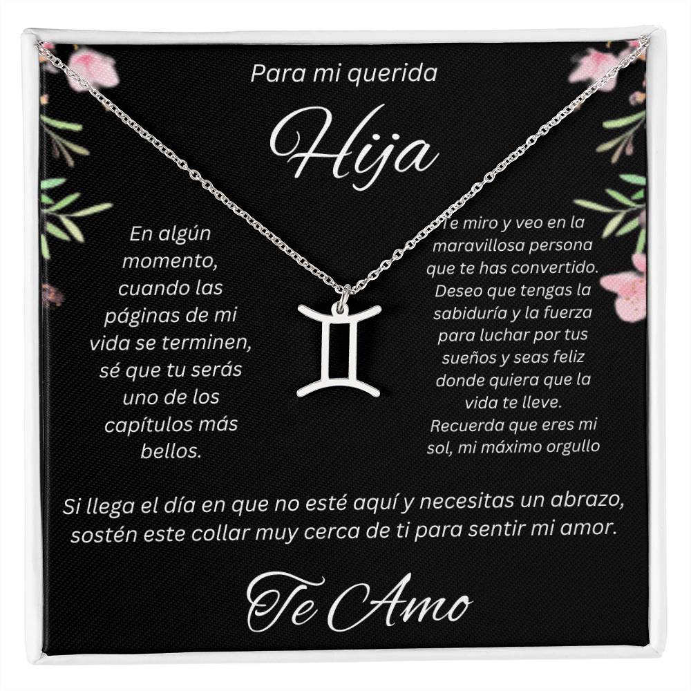 Regalo Para Hija Collar De La Suerte Con Signos del Zodiaco Mes De nacimiento Cadena Ajustable (18"-22") Acero inoxidable pulido con signo astrológico único Para Hija Con Mensaje De Amor