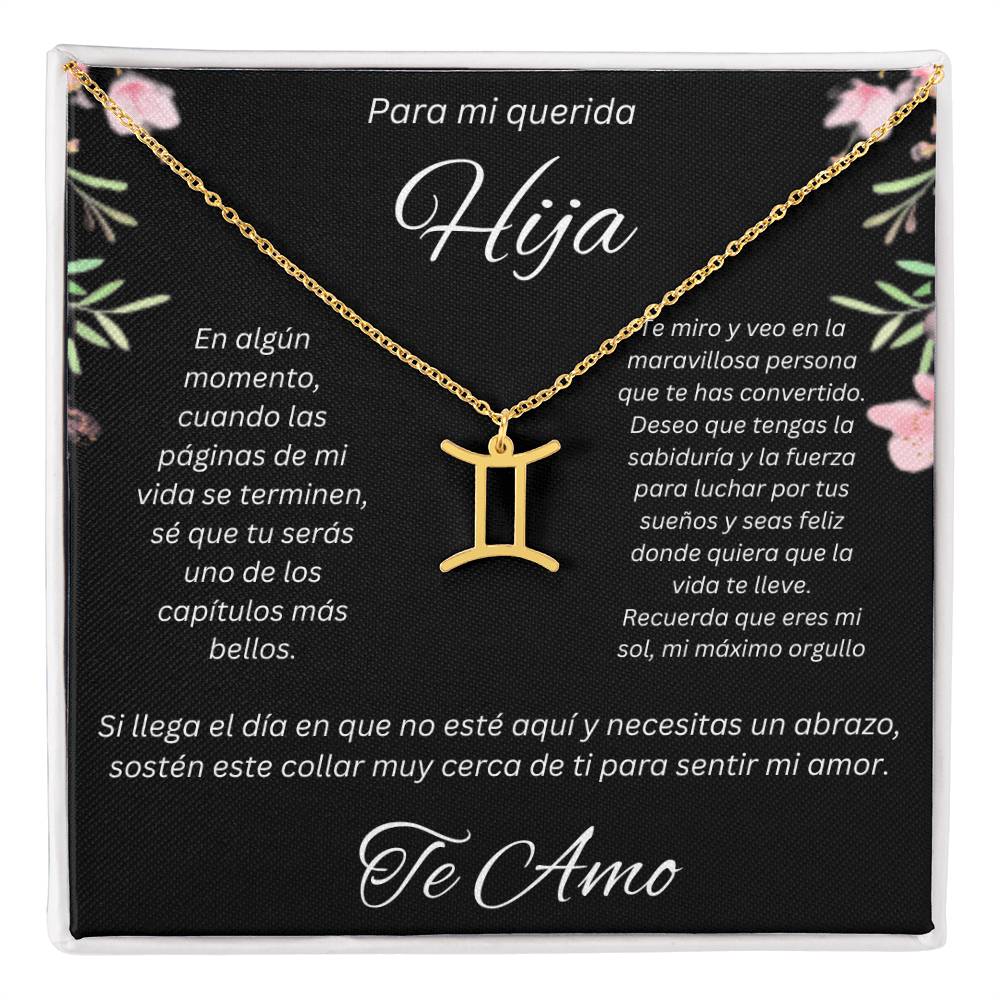 Regalo Para Hija Collar De La Suerte Con Signos del Zodiaco Mes De nacimiento Cadena Ajustable (18"-22") Acero inoxidable pulido con signo astrológico único Para Hija Con Mensaje De Amor