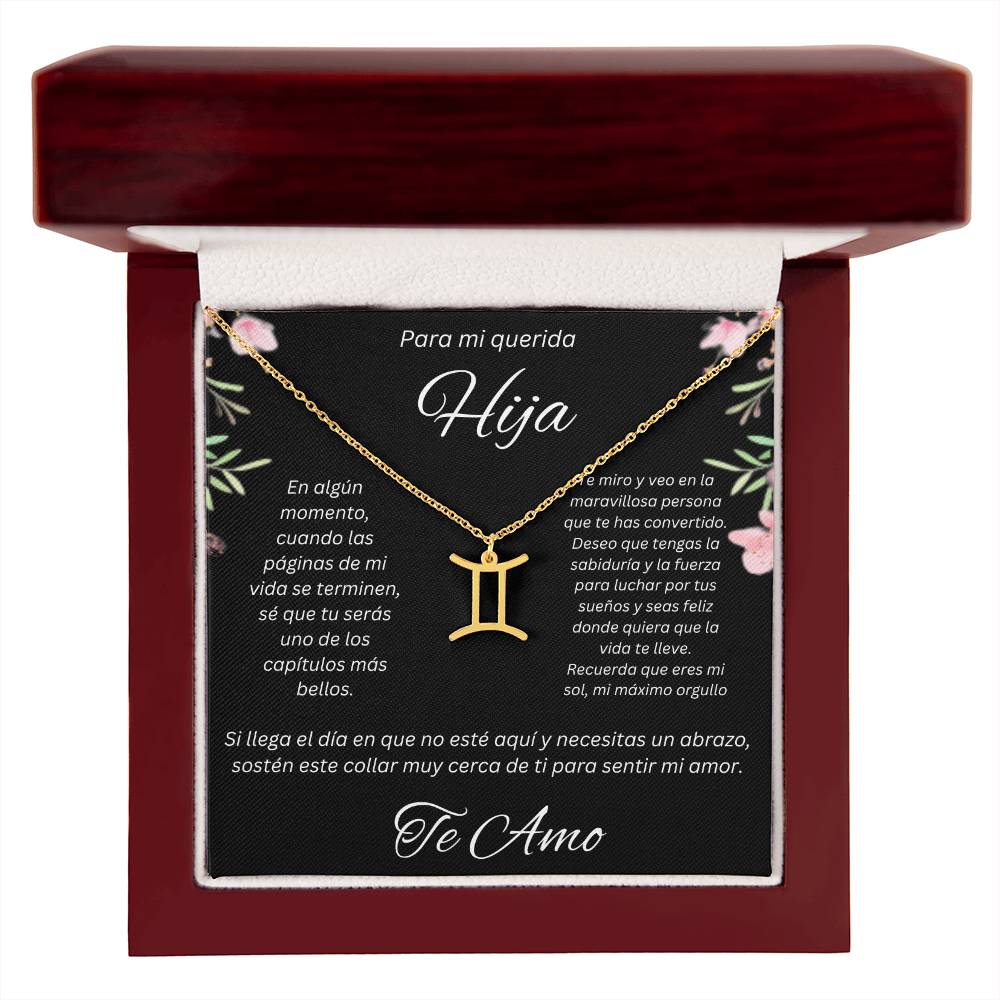 Regalo Para Hija Collar De La Suerte Con Signos del Zodiaco Mes De nacimiento Cadena Ajustable (18"-22") Acero inoxidable pulido con signo astrológico único Para Hija Con Mensaje De Amor