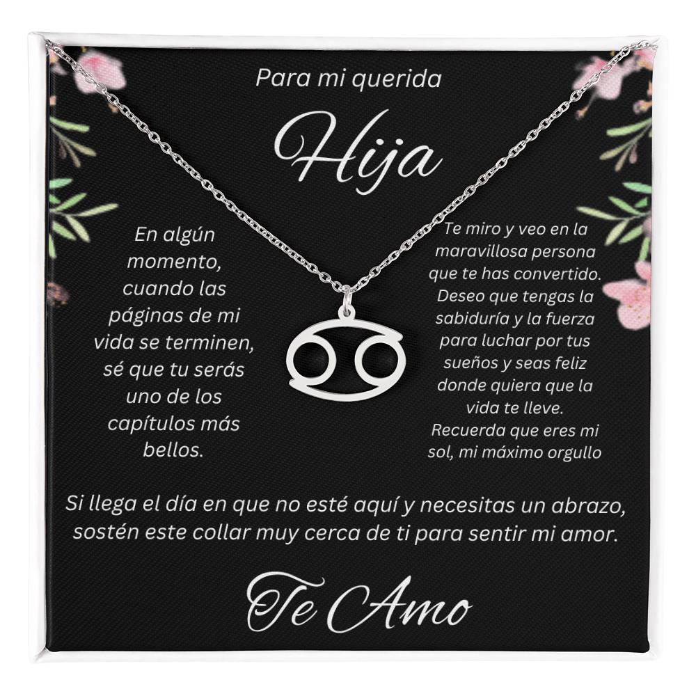 Regalo Para Hija Collar De La Suerte Con Signos del Zodiaco Mes De nacimiento Cadena Ajustable (18"-22") Acero inoxidable pulido con signo astrológico único Para Hija Con Mensaje De Amor