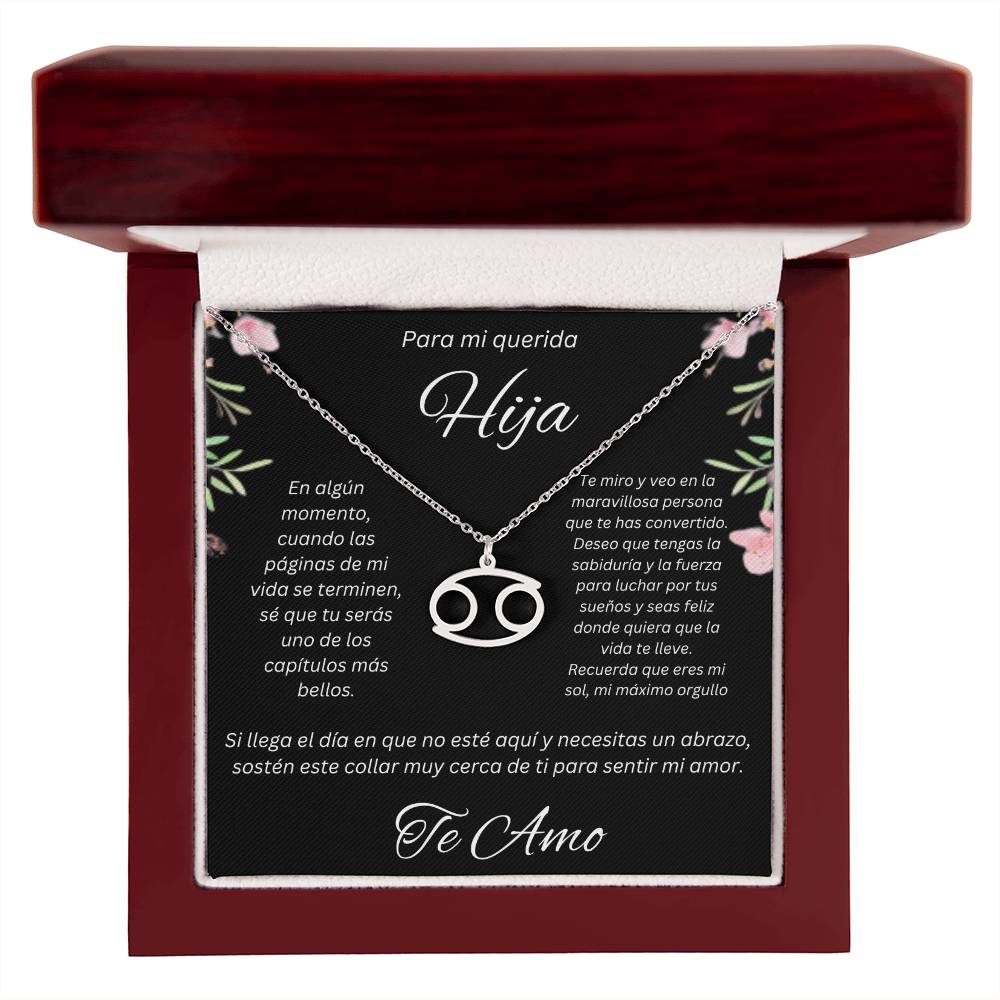 Regalo Para Hija Collar De La Suerte Con Signos del Zodiaco Mes De nacimiento Cadena Ajustable (18"-22") Acero inoxidable pulido con signo astrológico único Para Hija Con Mensaje De Amor