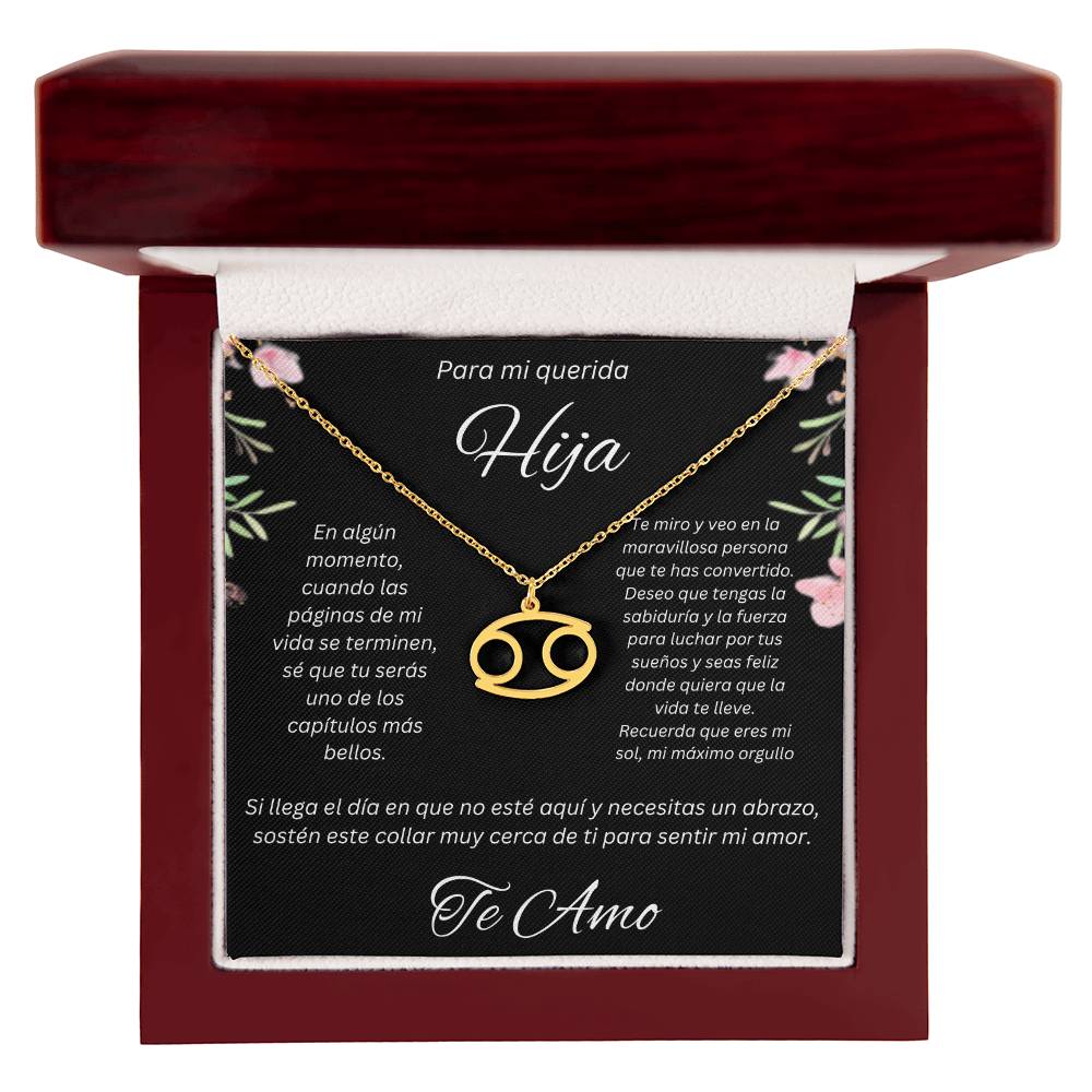 Regalo Para Hija Collar De La Suerte Con Signos del Zodiaco Mes De nacimiento Cadena Ajustable (18"-22") Acero inoxidable pulido con signo astrológico único Para Hija Con Mensaje De Amor