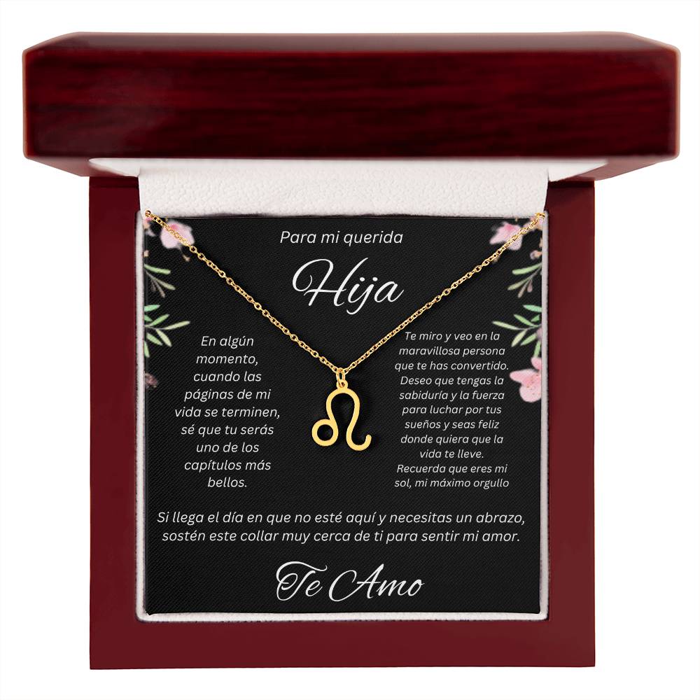 Regalo Para Hija Collar De La Suerte Con Signos del Zodiaco Mes De nacimiento Cadena Ajustable (18"-22") Acero inoxidable pulido con signo astrológico único Para Hija Con Mensaje De Amor