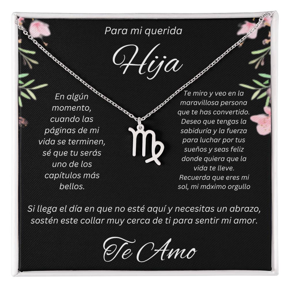 Regalo Para Hija Collar De La Suerte Con Signos del Zodiaco Mes De nacimiento Cadena Ajustable (18"-22") Acero inoxidable pulido con signo astrológico único Para Hija Con Mensaje De Amor