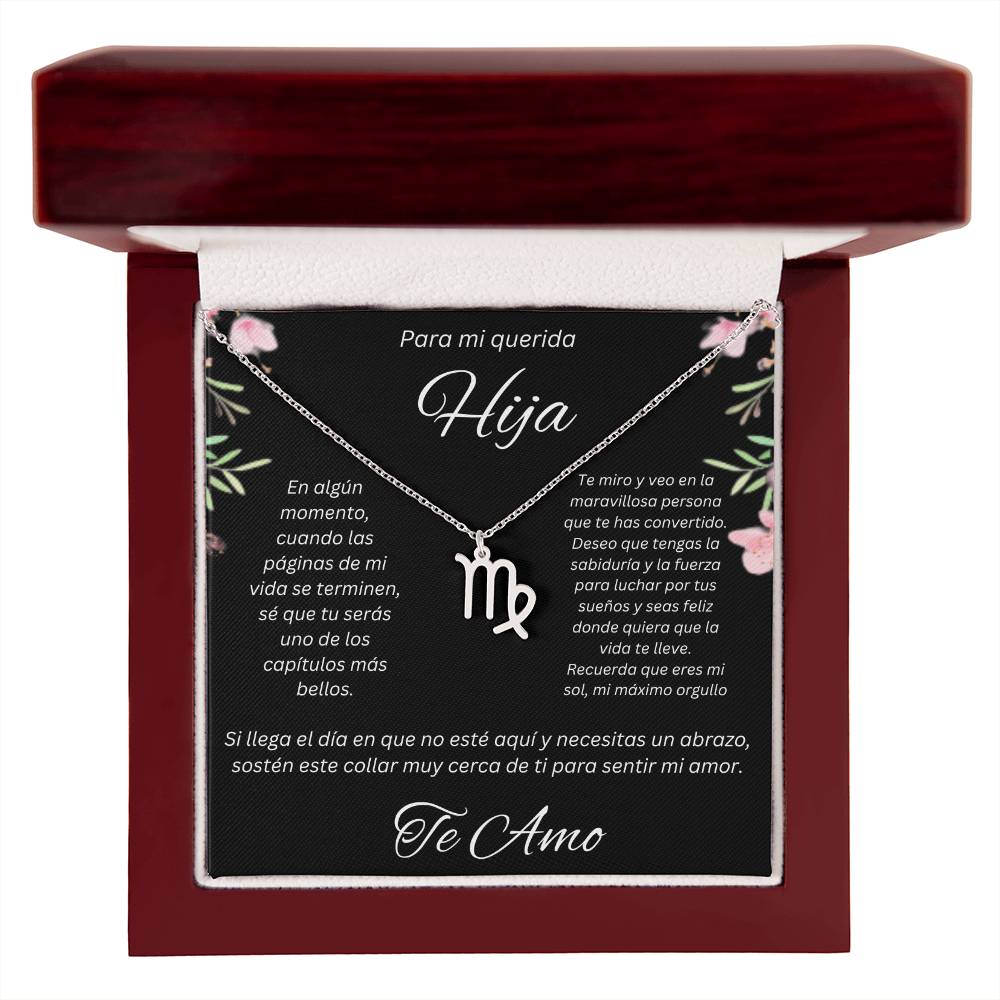 Regalo Para Hija Collar De La Suerte Con Signos del Zodiaco Mes De nacimiento Cadena Ajustable (18"-22") Acero inoxidable pulido con signo astrológico único Para Hija Con Mensaje De Amor