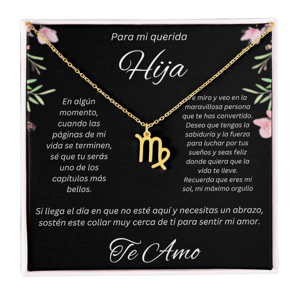 Regalo Para Hija Collar De La Suerte Con Signos del Zodiaco Mes De nacimiento Cadena Ajustable (18"-22") Acero inoxidable pulido con signo astrológico único Para Hija Con Mensaje De Amor