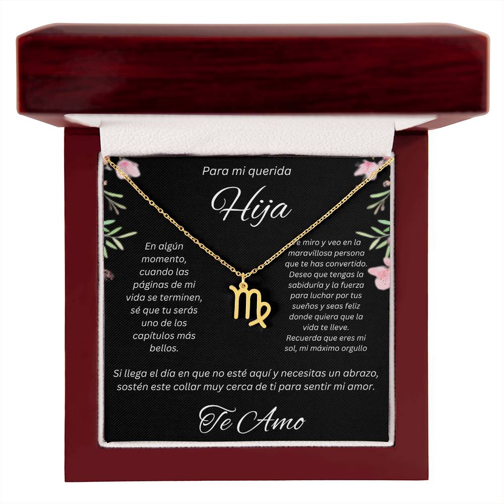 Regalo Para Hija Collar De La Suerte Con Signos del Zodiaco Mes De nacimiento Cadena Ajustable (18"-22") Acero inoxidable pulido con signo astrológico único Para Hija Con Mensaje De Amor