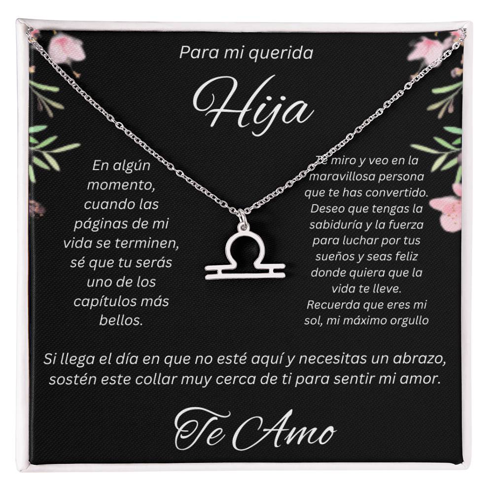 Regalo Para Hija Collar De La Suerte Con Signos del Zodiaco Mes De nacimiento Cadena Ajustable (18"-22") Acero inoxidable pulido con signo astrológico único Para Hija Con Mensaje De Amor