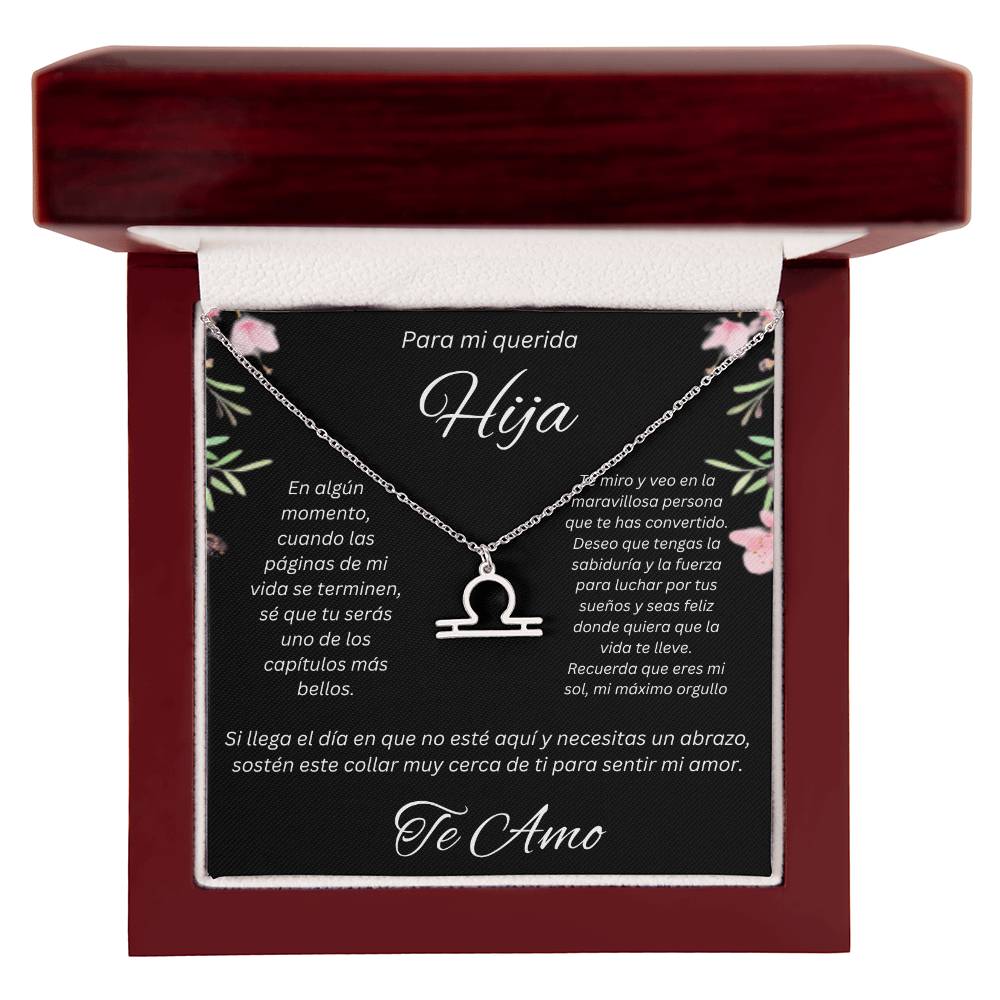 Regalo Para Hija Collar De La Suerte Con Signos del Zodiaco Mes De nacimiento Cadena Ajustable (18"-22") Acero inoxidable pulido con signo astrológico único Para Hija Con Mensaje De Amor