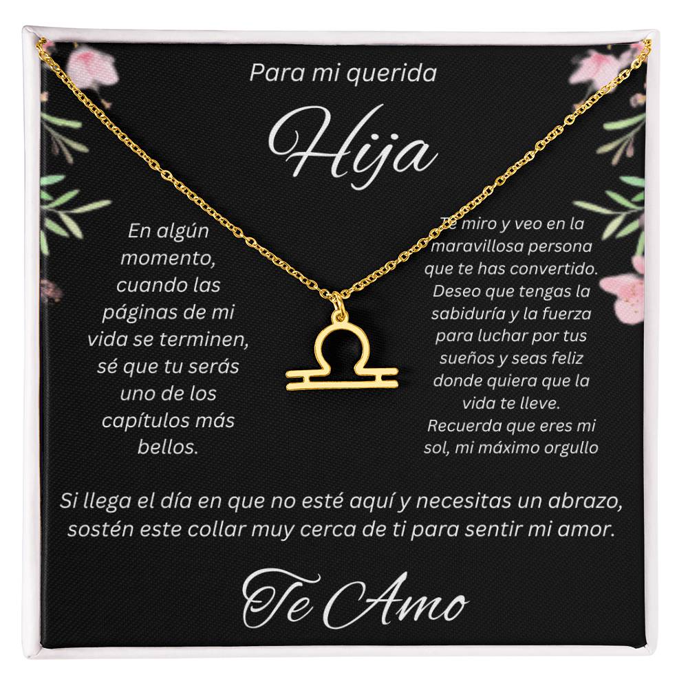 Regalo Para Hija Collar De La Suerte Con Signos del Zodiaco Mes De nacimiento Cadena Ajustable (18"-22") Acero inoxidable pulido con signo astrológico único Para Hija Con Mensaje De Amor