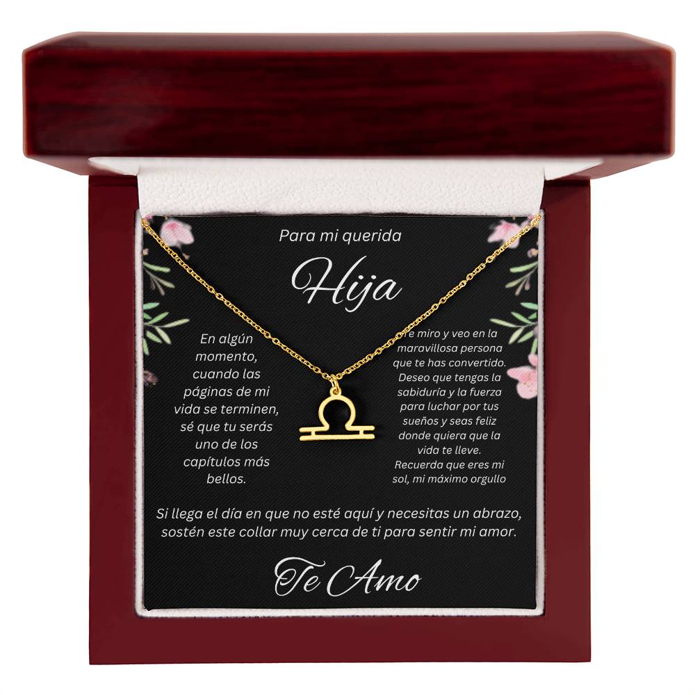 Regalo Para Hija Collar De La Suerte Con Signos del Zodiaco Mes De nacimiento Cadena Ajustable (18"-22") Acero inoxidable pulido con signo astrológico único Para Hija Con Mensaje De Amor