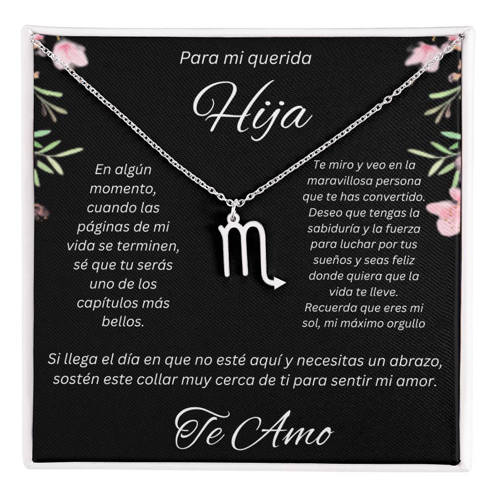 Regalo Para Hija Collar De La Suerte Con Signos del Zodiaco Mes De nacimiento Cadena Ajustable (18"-22") Acero inoxidable pulido con signo astrológico único Para Hija Con Mensaje De Amor