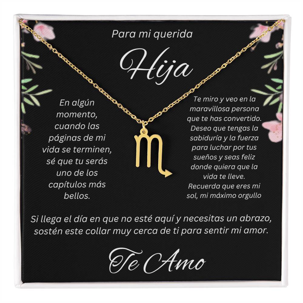 Regalo Para Hija Collar De La Suerte Con Signos del Zodiaco Mes De nacimiento Cadena Ajustable (18"-22") Acero inoxidable pulido con signo astrológico único Para Hija Con Mensaje De Amor