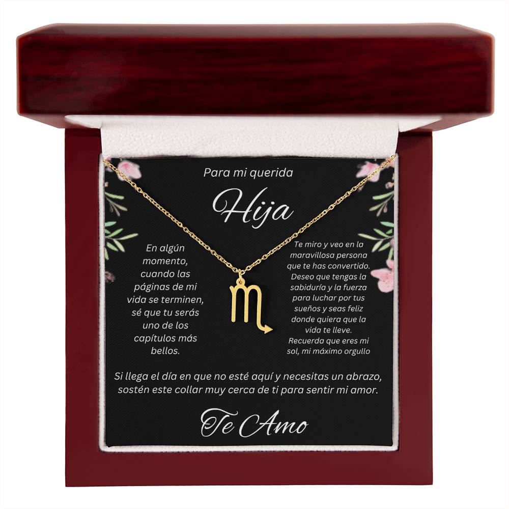 Regalo Para Hija Collar De La Suerte Con Signos del Zodiaco Mes De nacimiento Cadena Ajustable (18"-22") Acero inoxidable pulido con signo astrológico único Para Hija Con Mensaje De Amor