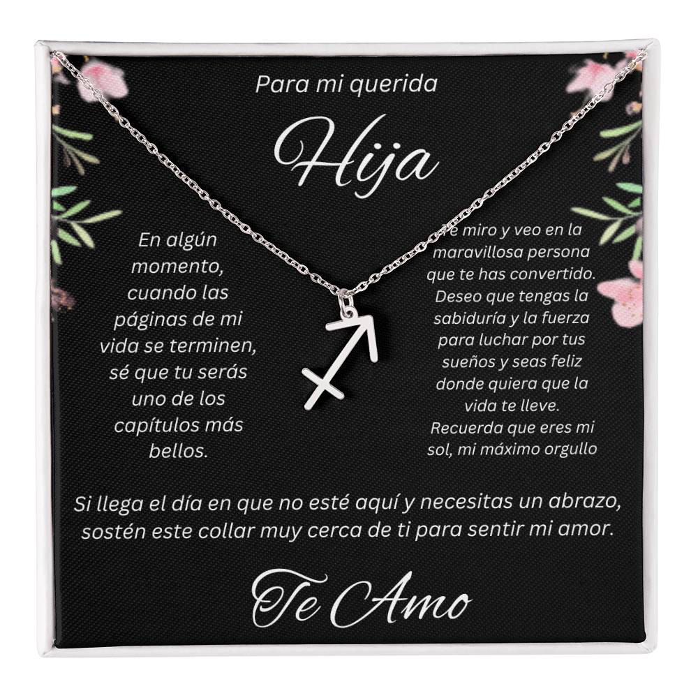 Regalo Para Hija Collar De La Suerte Con Signos del Zodiaco Mes De nacimiento Cadena Ajustable (18"-22") Acero inoxidable pulido con signo astrológico único Para Hija Con Mensaje De Amor
