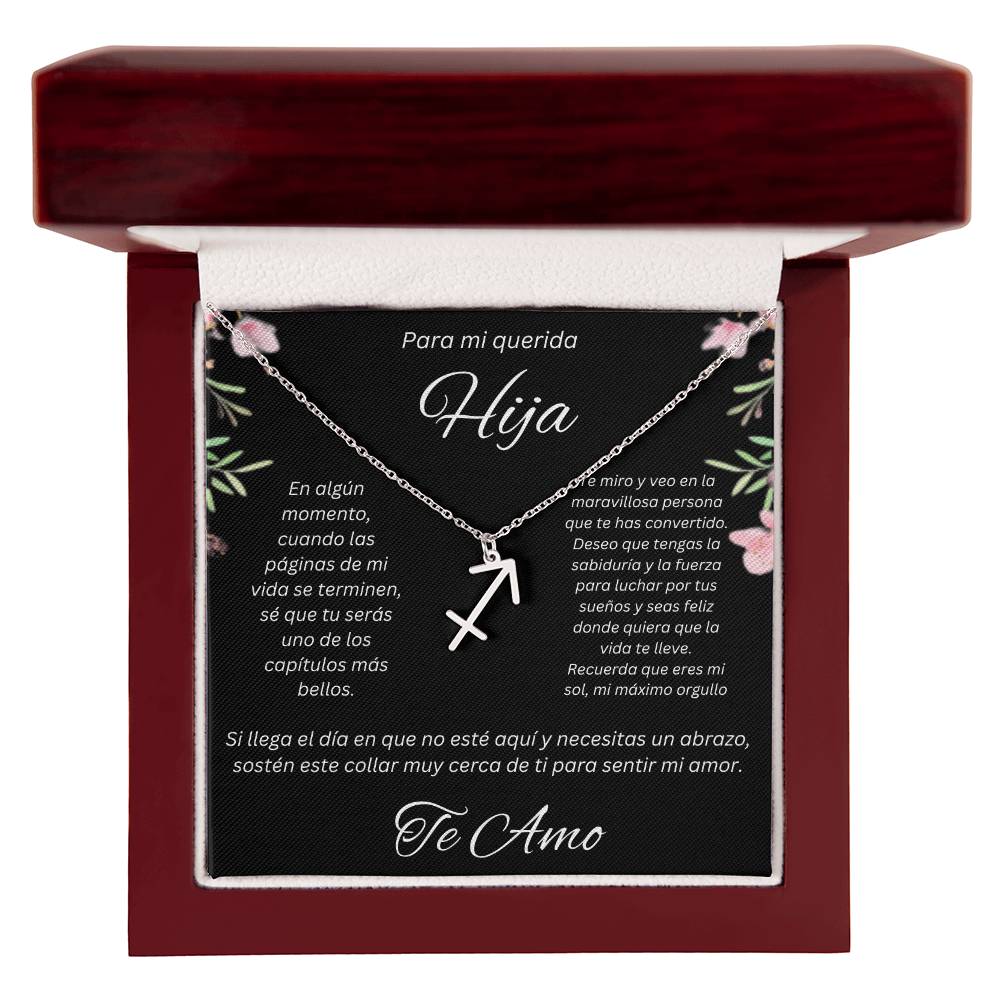 Regalo Para Hija Collar De La Suerte Con Signos del Zodiaco Mes De nacimiento Cadena Ajustable (18"-22") Acero inoxidable pulido con signo astrológico único Para Hija Con Mensaje De Amor