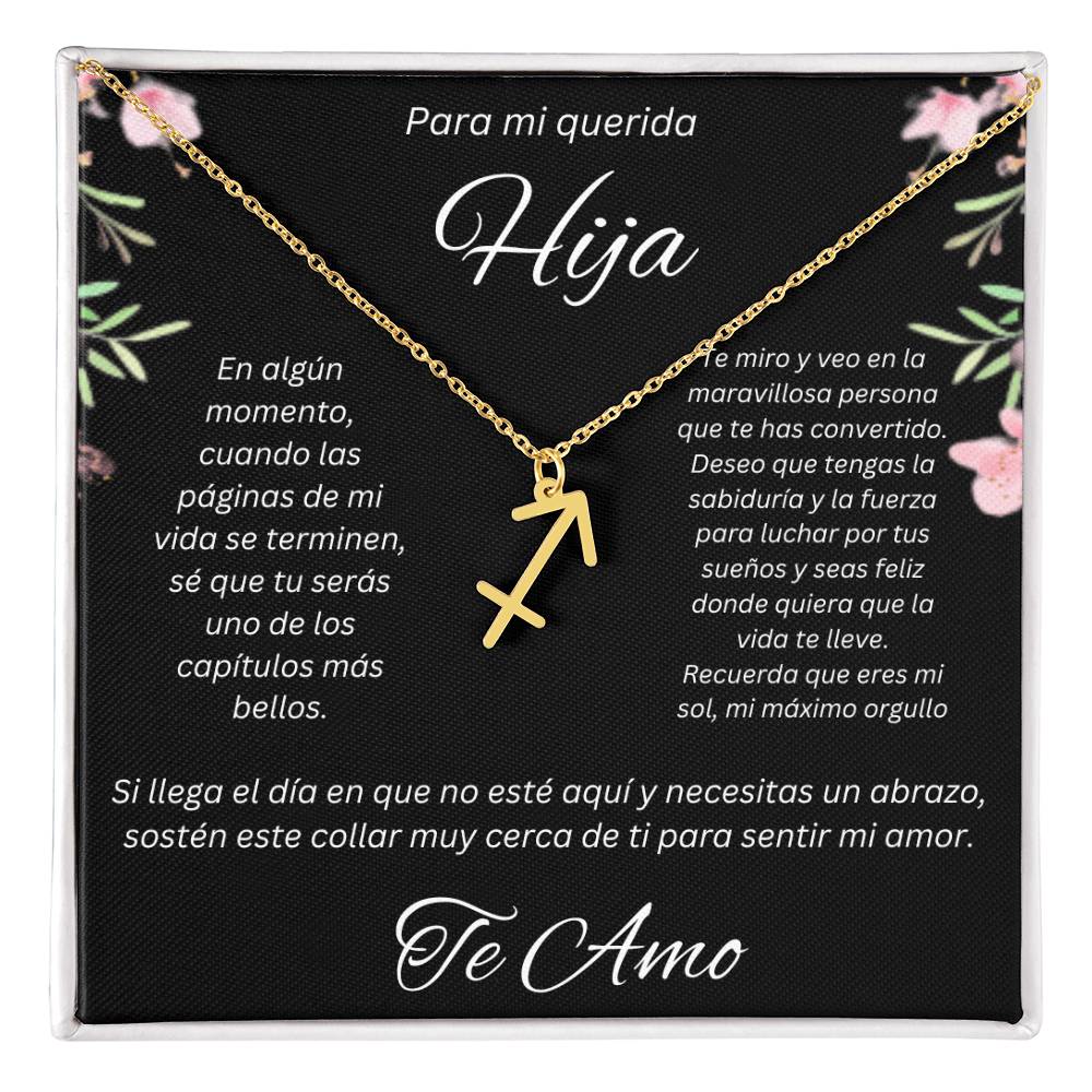 Regalo Para Hija Collar De La Suerte Con Signos del Zodiaco Mes De nacimiento Cadena Ajustable (18"-22") Acero inoxidable pulido con signo astrológico único Para Hija Con Mensaje De Amor