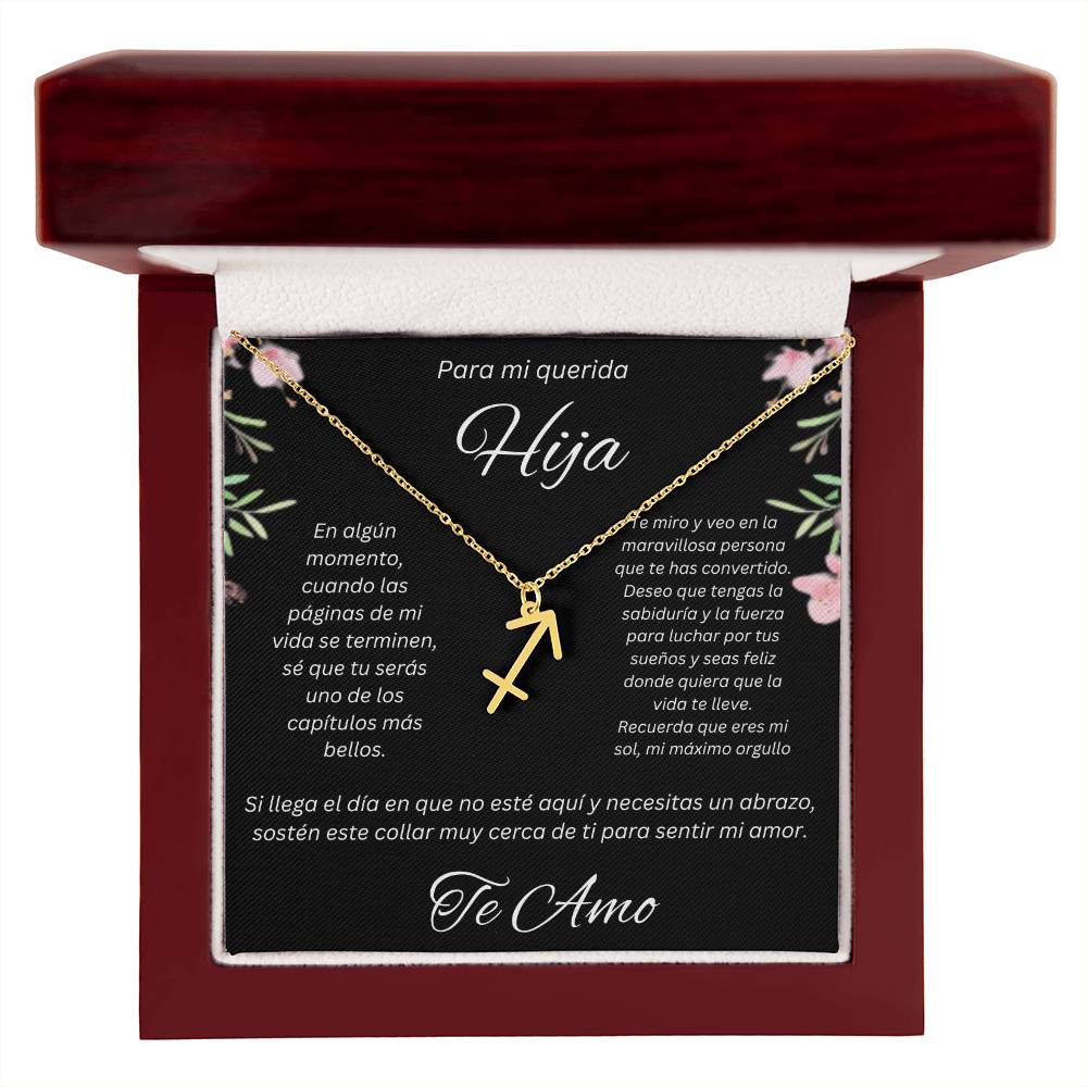 Regalo Para Hija Collar De La Suerte Con Signos del Zodiaco Mes De nacimiento Cadena Ajustable (18"-22") Acero inoxidable pulido con signo astrológico único Para Hija Con Mensaje De Amor