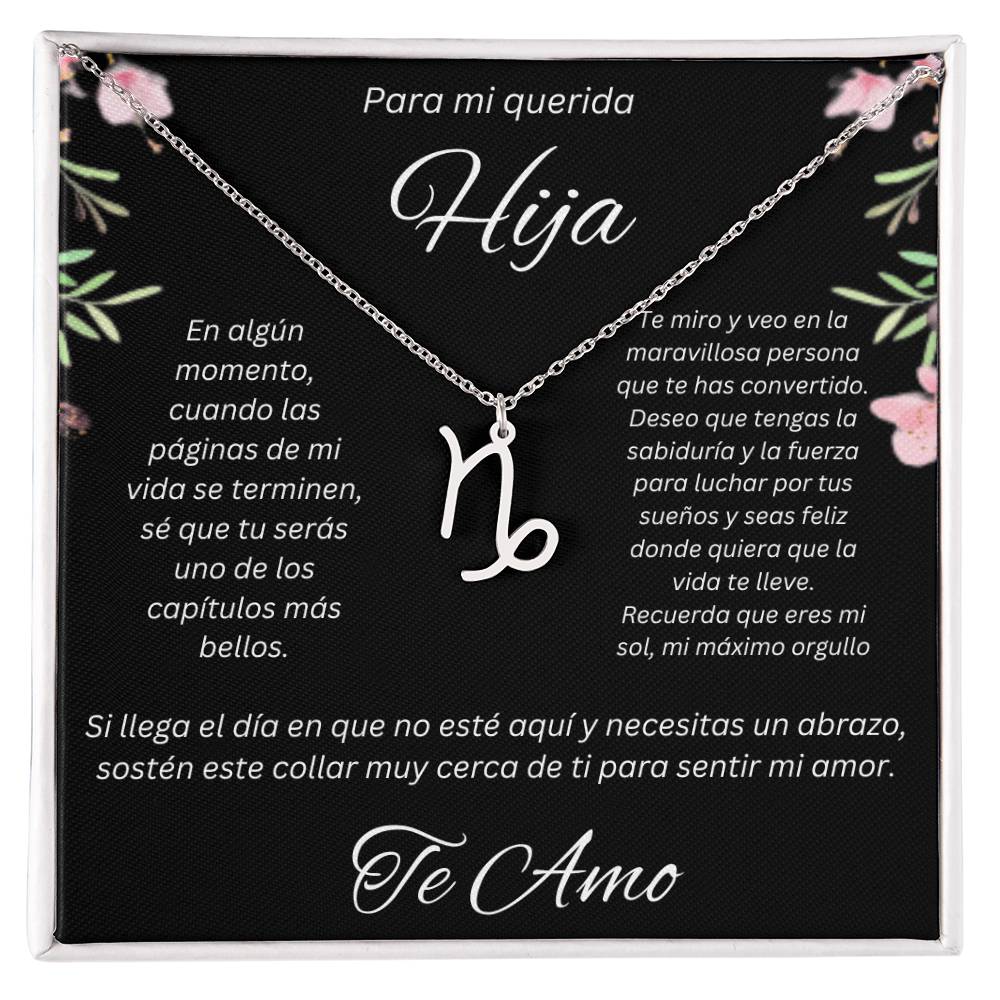 Regalo Para Hija Collar De La Suerte Con Signos del Zodiaco Mes De nacimiento Cadena Ajustable (18"-22") Acero inoxidable pulido con signo astrológico único Para Hija Con Mensaje De Amor