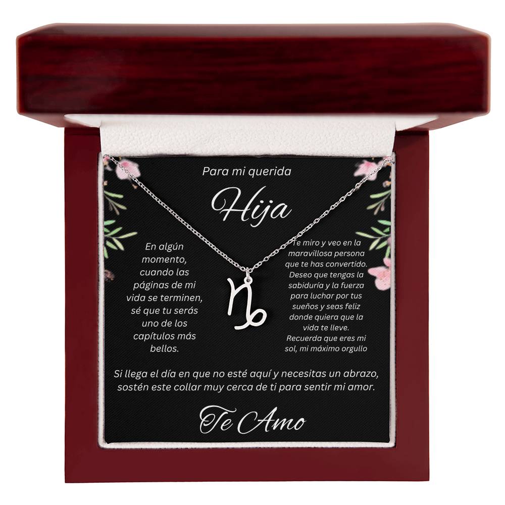 Regalo Para Hija Collar De La Suerte Con Signos del Zodiaco Mes De nacimiento Cadena Ajustable (18"-22") Acero inoxidable pulido con signo astrológico único Para Hija Con Mensaje De Amor