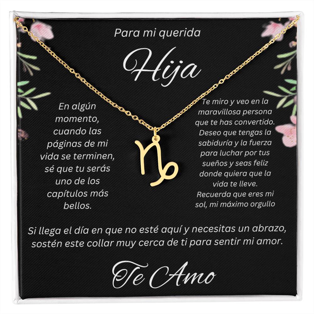 Regalo Para Hija Collar De La Suerte Con Signos del Zodiaco Mes De nacimiento Cadena Ajustable (18"-22") Acero inoxidable pulido con signo astrológico único Para Hija Con Mensaje De Amor