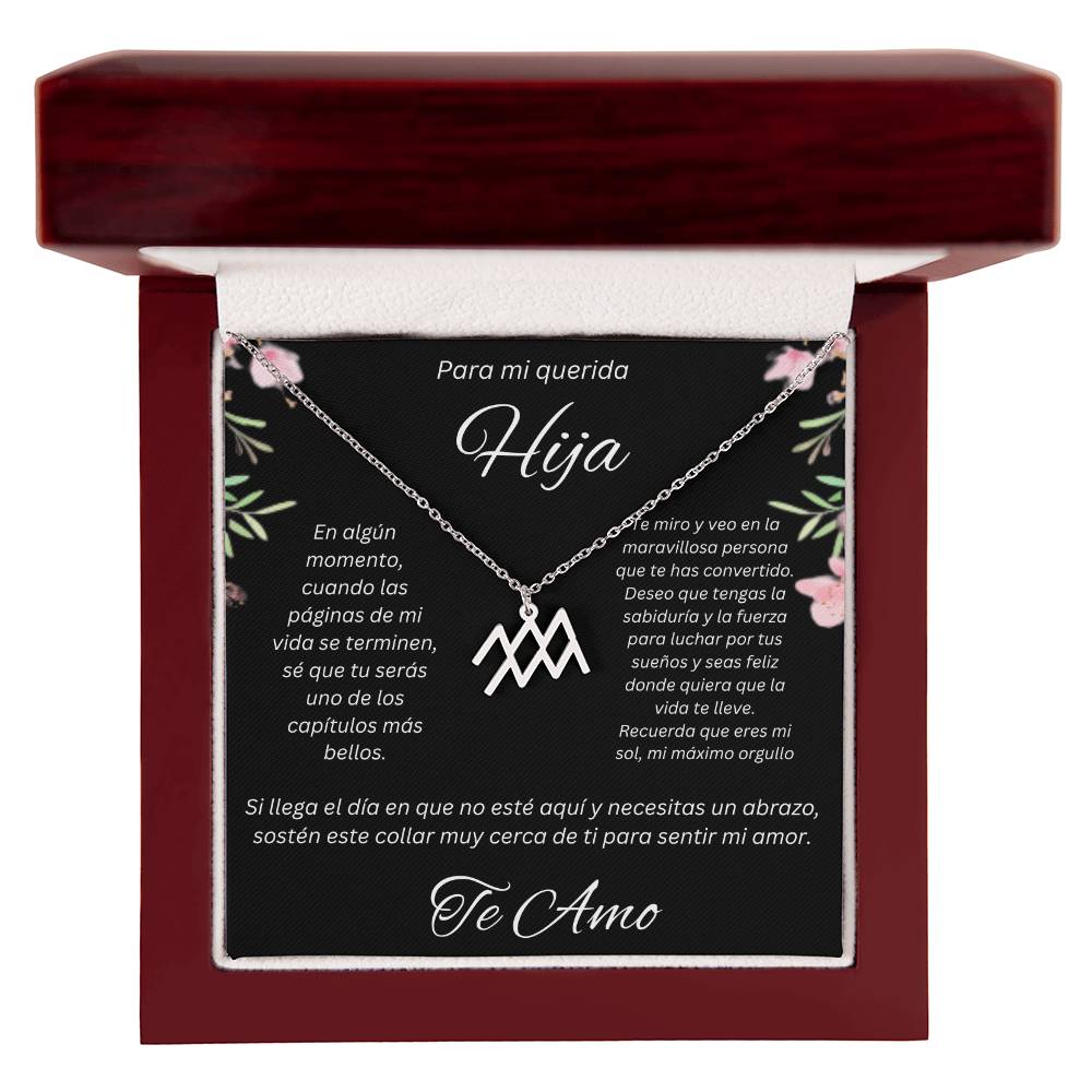 Regalo Para Hija Collar De La Suerte Con Signos del Zodiaco Mes De nacimiento Cadena Ajustable (18"-22") Acero inoxidable pulido con signo astrológico único Para Hija Con Mensaje De Amor