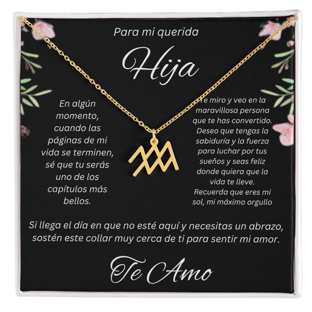 Regalo Para Hija Collar De La Suerte Con Signos del Zodiaco Mes De nacimiento Cadena Ajustable (18"-22") Acero inoxidable pulido con signo astrológico único Para Hija Con Mensaje De Amor