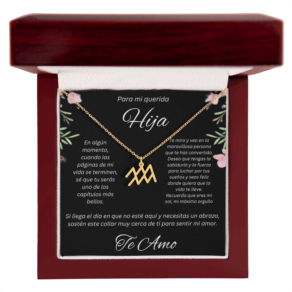 Regalo Para Hija Collar De La Suerte Con Signos del Zodiaco Mes De nacimiento Cadena Ajustable (18"-22") Acero inoxidable pulido con signo astrológico único Para Hija Con Mensaje De Amor