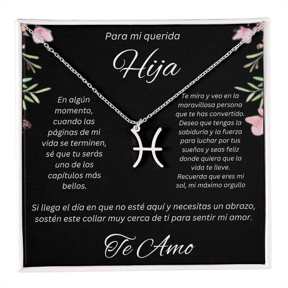 Regalo Para Hija Collar De La Suerte Con Signos del Zodiaco Mes De nacimiento Cadena Ajustable (18"-22") Acero inoxidable pulido con signo astrológico único Para Hija Con Mensaje De Amor