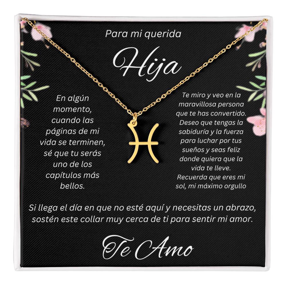Regalo Para Hija Collar De La Suerte Con Signos del Zodiaco Mes De nacimiento Cadena Ajustable (18"-22") Acero inoxidable pulido con signo astrológico único Para Hija Con Mensaje De Amor
