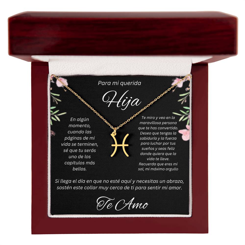 Regalo Para Hija Collar De La Suerte Con Signos del Zodiaco Mes De nacimiento Cadena Ajustable (18"-22") Acero inoxidable pulido con signo astrológico único Para Hija Con Mensaje De Amor
