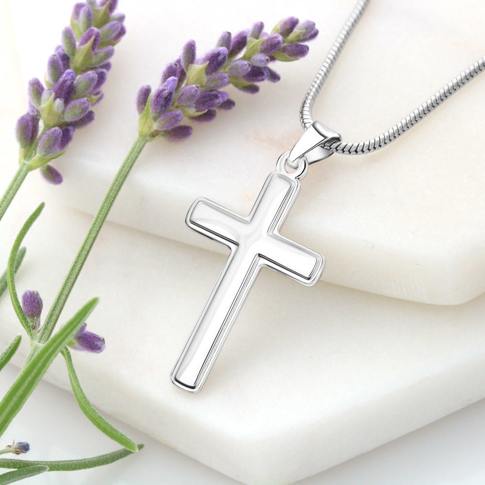 Regalo Para Esposa Joya Para Mujer Collar Con Cruz Joyeria De Esposa Aniversario Cumpleanos o Dia De La Madre Cruz de Acero Inoxidable Hecha a Mano Con Mensaje Personalizado