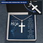 Regalo Para Hijo Collar de Cruz Personalizable Recuerdo de Primera Comunion/Graduacion/ Crucifijo de Confirmacion