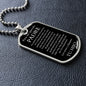 Collar Regalo Para Papa Cumpleaños Con Mensaje Personalizado De Hijo Para Padre Collar de Hombre Dog Tag Collar Militar De lujo: 24"