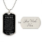 Collar Regalo Para Papa Cumpleaños Con Mensaje Personalizado De Hijo Para Padre Collar de Hombre Dog Tag Collar Militar De lujo: 24"