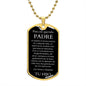 Collar Regalo Para Papa Cumpleaños Con Mensaje Personalizado De Hijo Para Padre Collar de Hombre Dog Tag Collar Militar De lujo: 24"