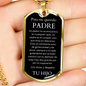 Collar Regalo Para Papa Cumpleaños Con Mensaje Personalizado De Hijo Para Padre Collar de Hombre Dog Tag Collar Militar De lujo: 24"