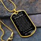 Collar Regalo Para Papa Cumpleaños Con Mensaje Personalizado De Hijo Para Padre Collar de Hombre Dog Tag Collar Militar De lujo: 24"