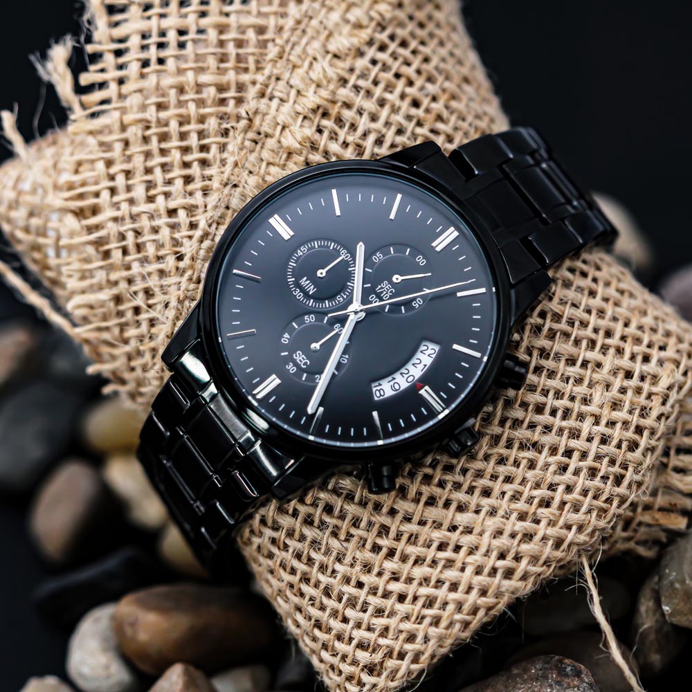 Regalo Original Para Papá Reloj Cronógrafo Negro