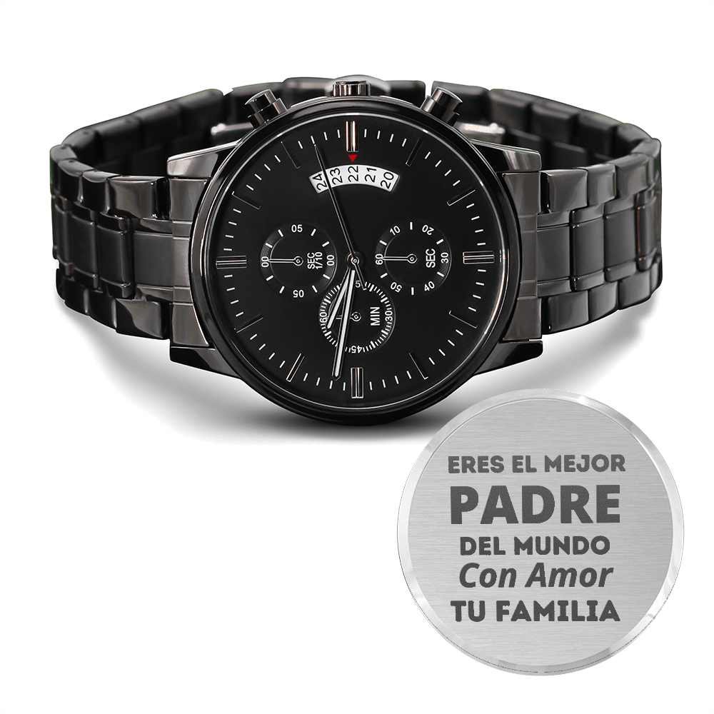 Regalo Original Para Papá Reloj Cronógrafo Negro
