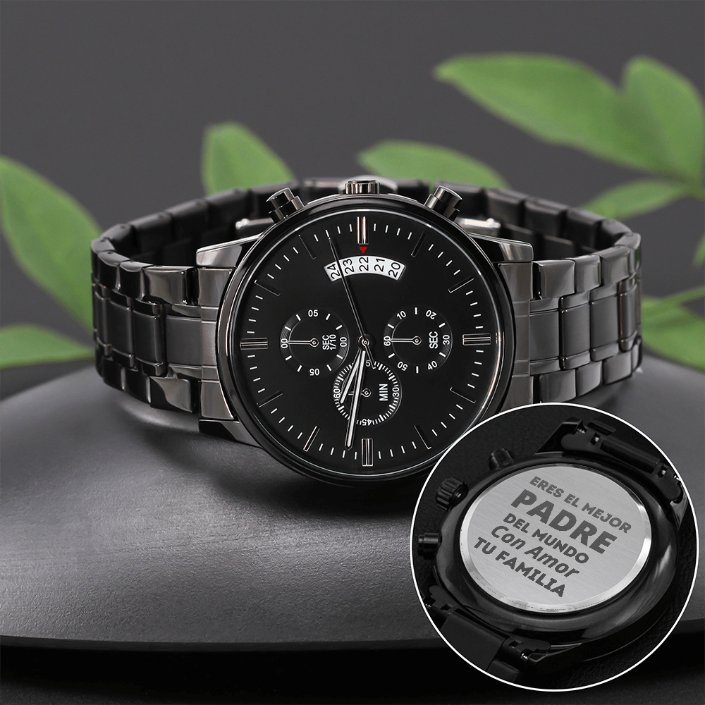 Regalo Original Para Papá Reloj Cronógrafo Negro