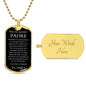 Collar Regalo Para Papa Cumpleaños Con Mensaje Personalizado De Hijo Para Padre Collar de Hombre Dog Tag Collar Militar De lujo: 24"