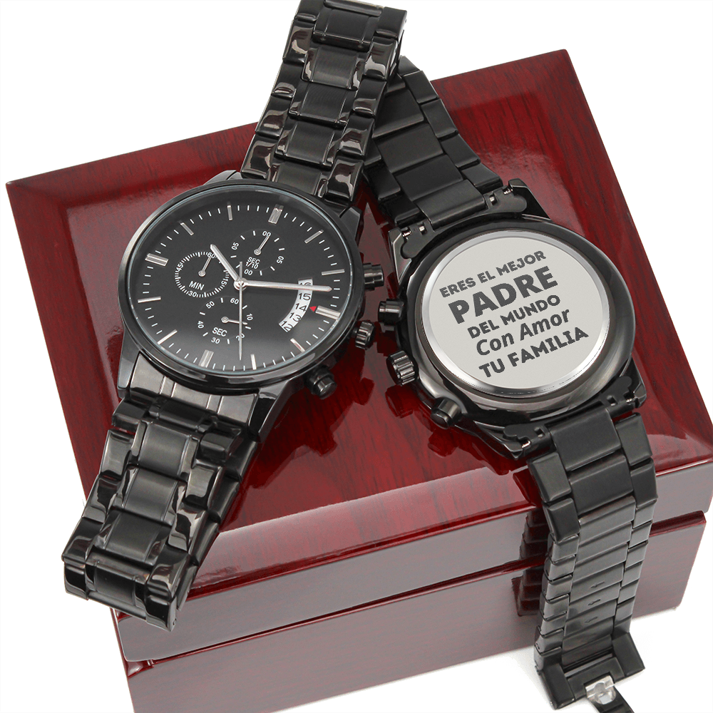 Regalo Original Para Papá Reloj Cronógrafo Negro