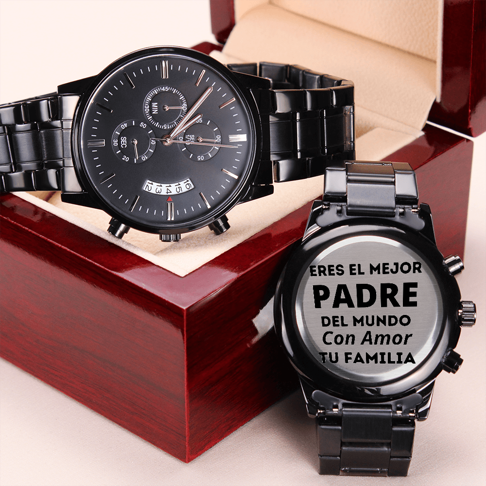 Regalo Original Para Papá Reloj Cronógrafo Negro