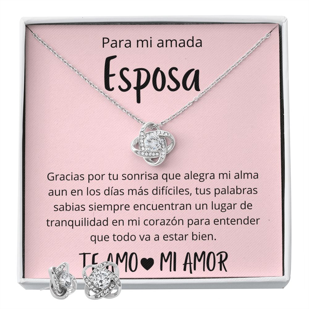 Regalo Para Esposa Regalos de Aniversario Para Mi Esposa Set de Regalo Collar y Aros Para Mujer Plateado y Dorado Regalo Para Mujer Personalizado Aniversario Cumpleanos De Esposo Para Esposa
