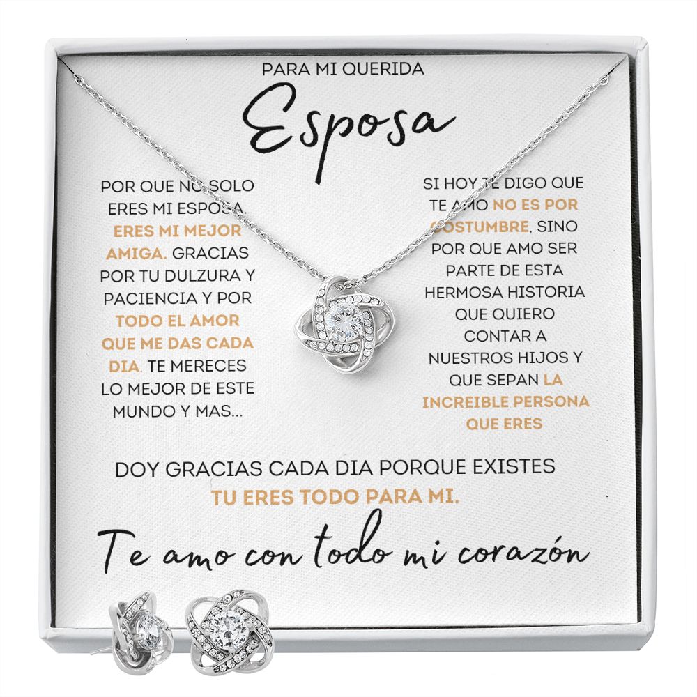 Regalo Para Esposa Set de Aros y Collar El Amor De Mi Vida Regalo Para Mujer