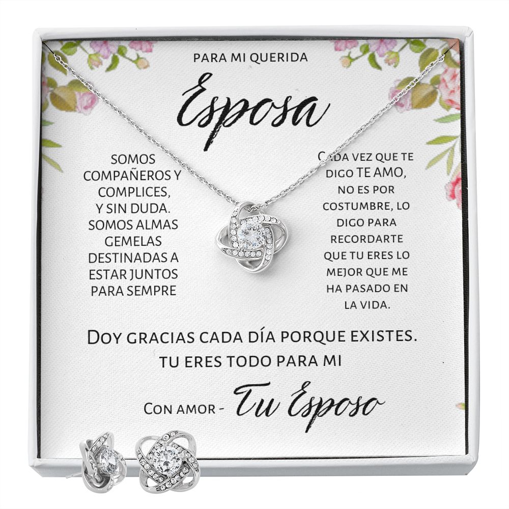 Regalo Para Mi Esposa Set de Aros y Collar Alma Gemela
