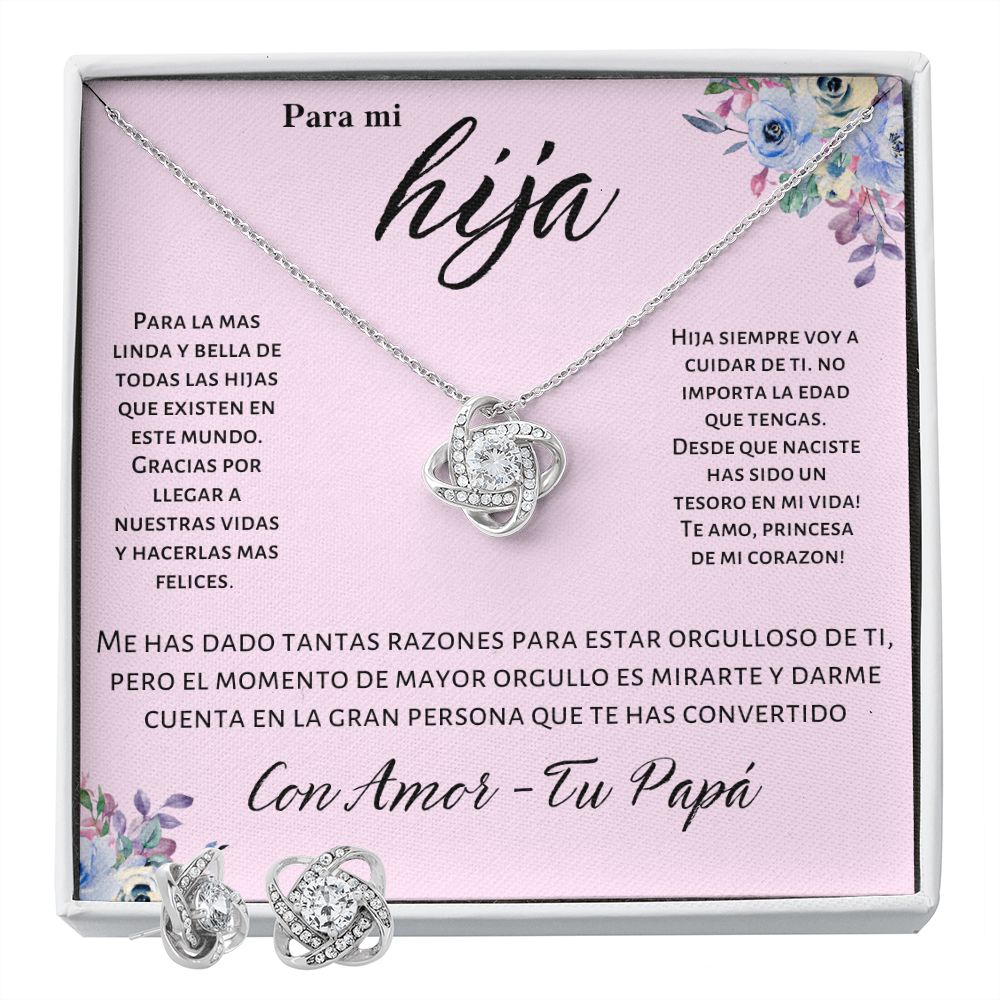 Regalo Para Hija Set de Collar y Aros Joyeria Para Mujer