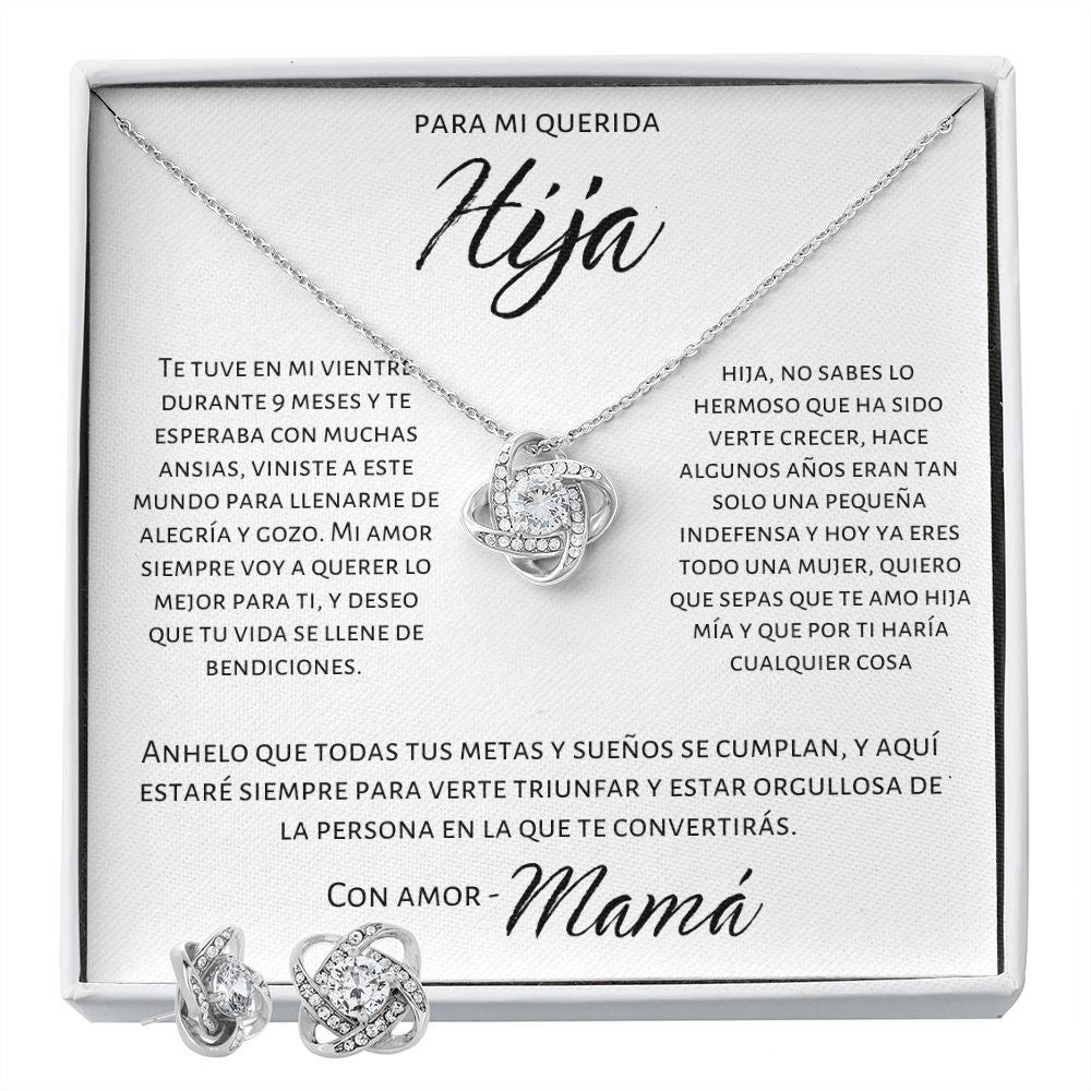 Collar Regalo Para Hija De Mamá Set De Aros y Collar Para Mi Qerida Hija Joyeria Mujer Regalo de Madre e Hija