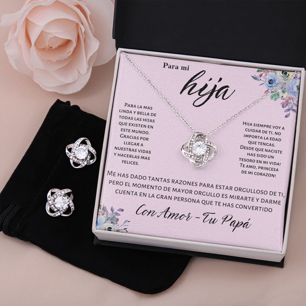 Regalo Para Hija Set de Collar y Aros Joyeria Para Mujer